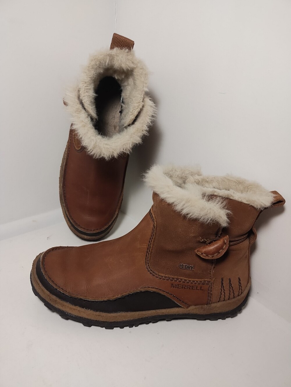 Merrell Women's Tremblant Pull On Polar Waterproof Brown Leather Boots Size 6.5